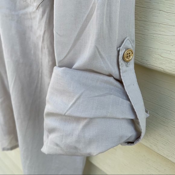 Tory Burch Women's Brigitte Tab Sleeve Button Down Shirt Blouse Semi Sheer Sz 8 - Picture 9 of 10